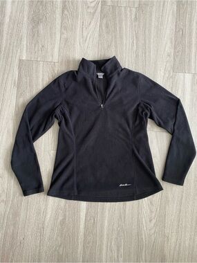 Eddie Bauer Black Quarter-Zip Fleece Pullover Women’s Small